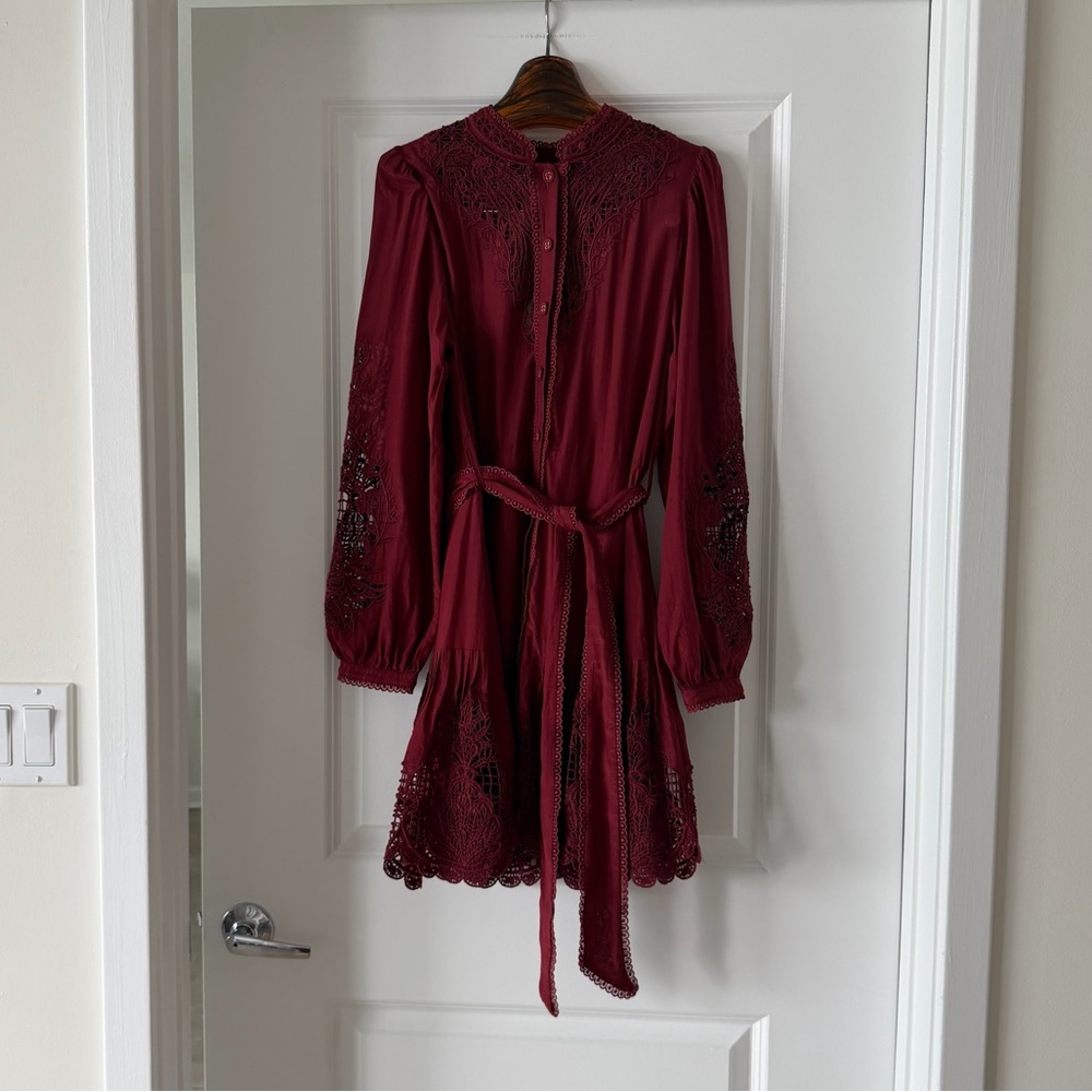 Farm Rio Long Sleeve Lace Detail Mini Dress - Picture 4 of 9